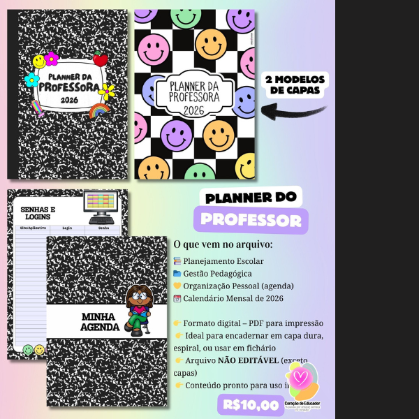 Planner Professora 2026 para Imprimir
