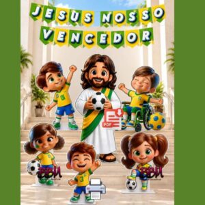 JESUS NOSSO VENCEDOR Copa Cristã! DECORAÇÃO COMPLETA PARA DISPLAY DE CHÃO