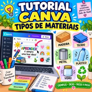 Atividade de Ciências sobre Tipos de Materiais no Canva — Alinhada à BNCC (1º Ano)