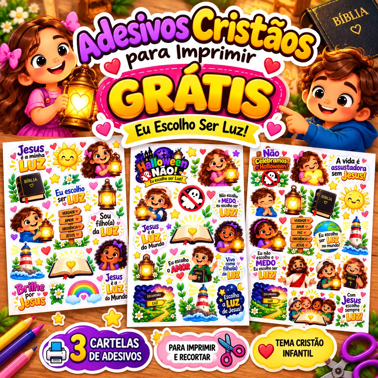 Adesivos Cristãos Grátis para Imprimir
