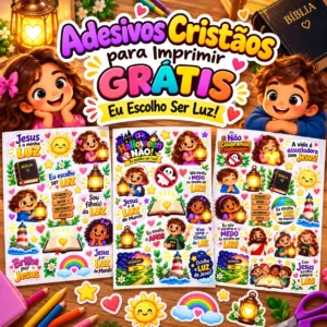Adesivos Cristãos para Imprimir Grátis: Eu Escolho Ser Luz!